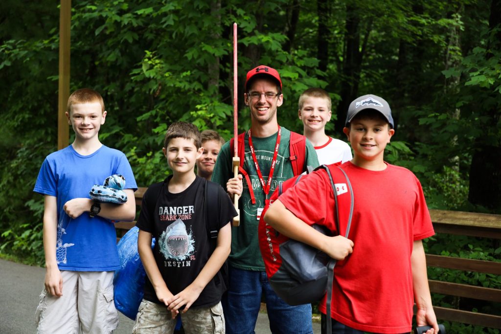 A group of campers with their counselor